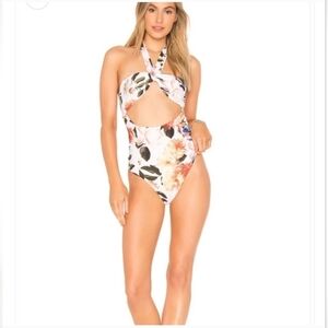 Tularosa Revolve Dita One Piece Peach Floral Swimsuit NWT Sz XS MSRP $178